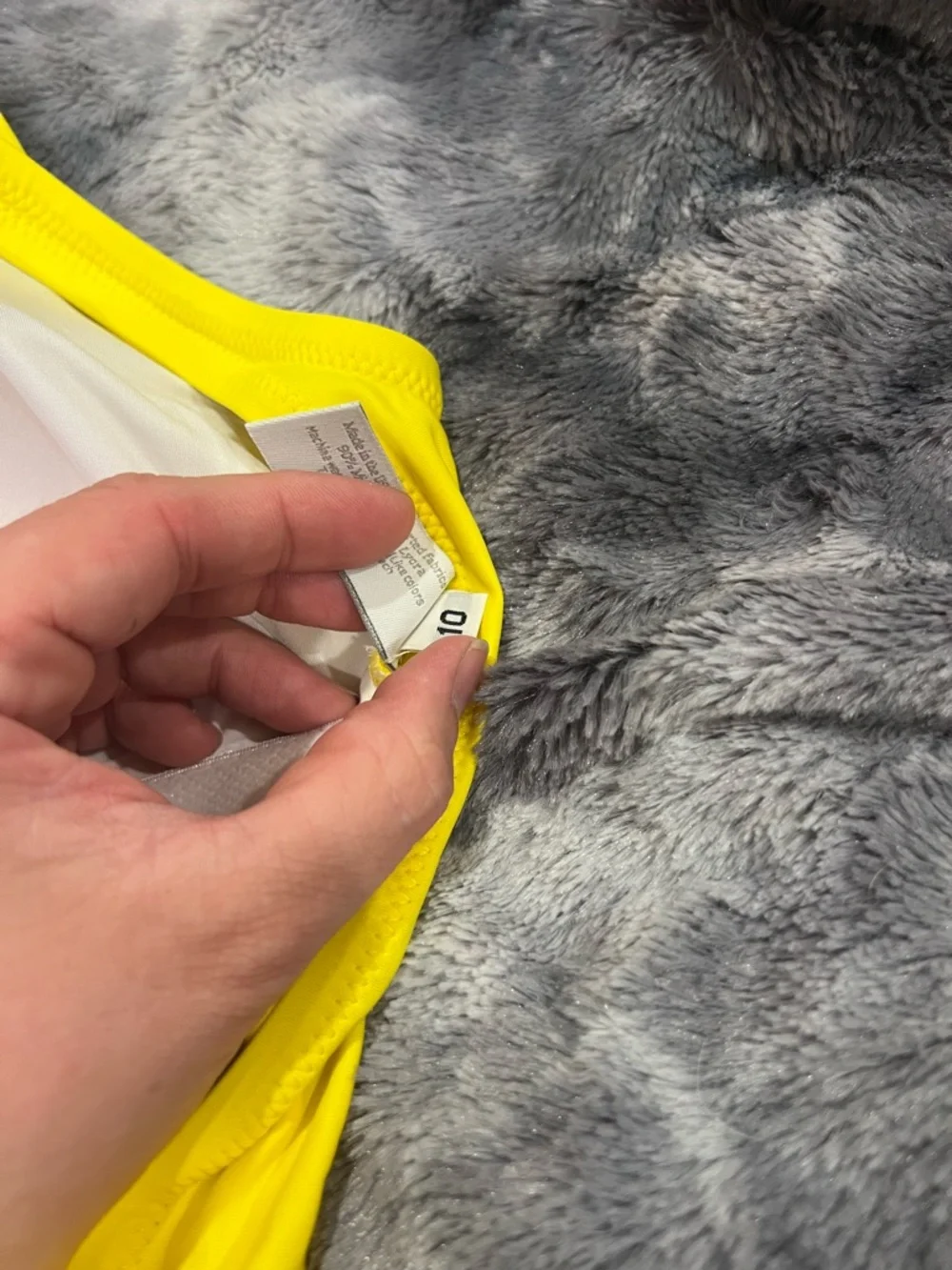 L/10 One-Piece Swimsuit lot - Yellow with White Trim & green stripes